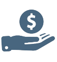 Icona stilizzata di una mano con il simbolo del dollaro