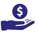 Icona di una mano con il simbolo del dollaro
