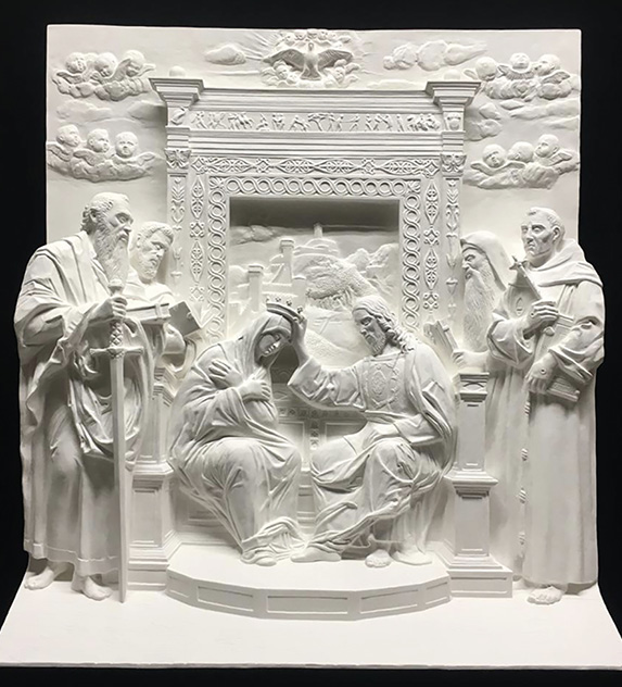 Incoronazione della Vergine - Giovanni Bellini, bassorilievo prospettico