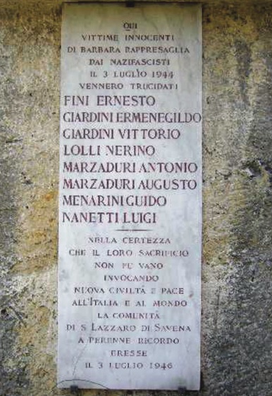 Commemorative plaque on the site of the massacre - Pizzocalvo, San Lazzaro di Savena