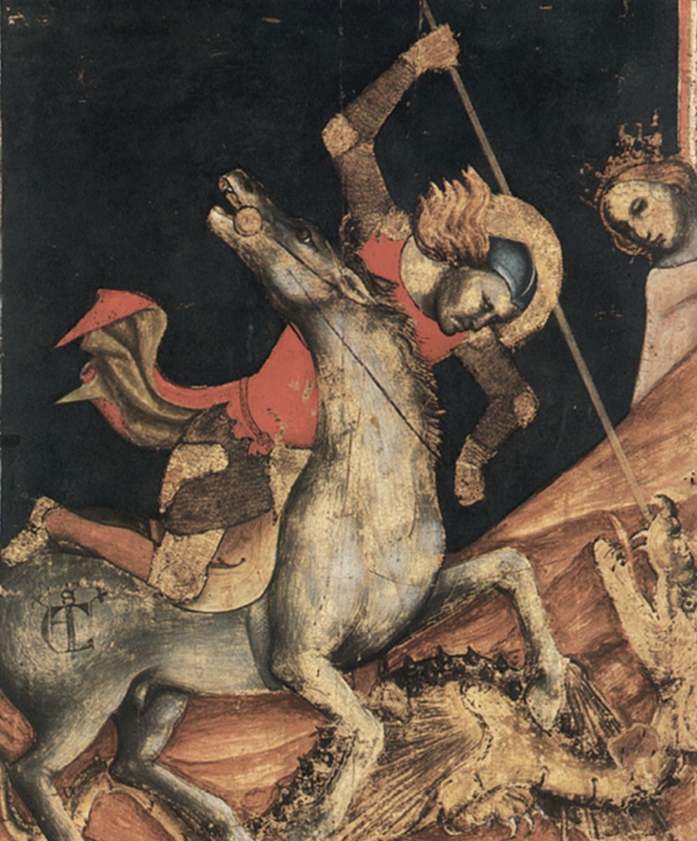 Saint George Slaying the Dragon, Vitale da Bologna c.†1330-1335 tempera painting on a table, National Art Gallery, Bologna