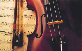 Picture of a violin and music score
