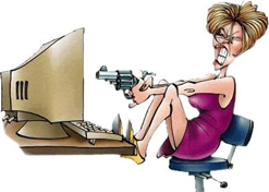 Image - Woman shoothing a computer