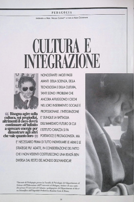 Article from first issue of Vedere Oltre - 1994, Bologna