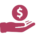 Icona di una mano stilizzata con il simbolo del dollaro