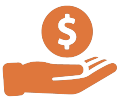 Icona di una mano stilizzata con simbolo del dollaro