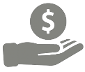 Icona di una mano con il simbolo del dollaro