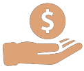 Icona di una mano con il simbolo di un dollaro