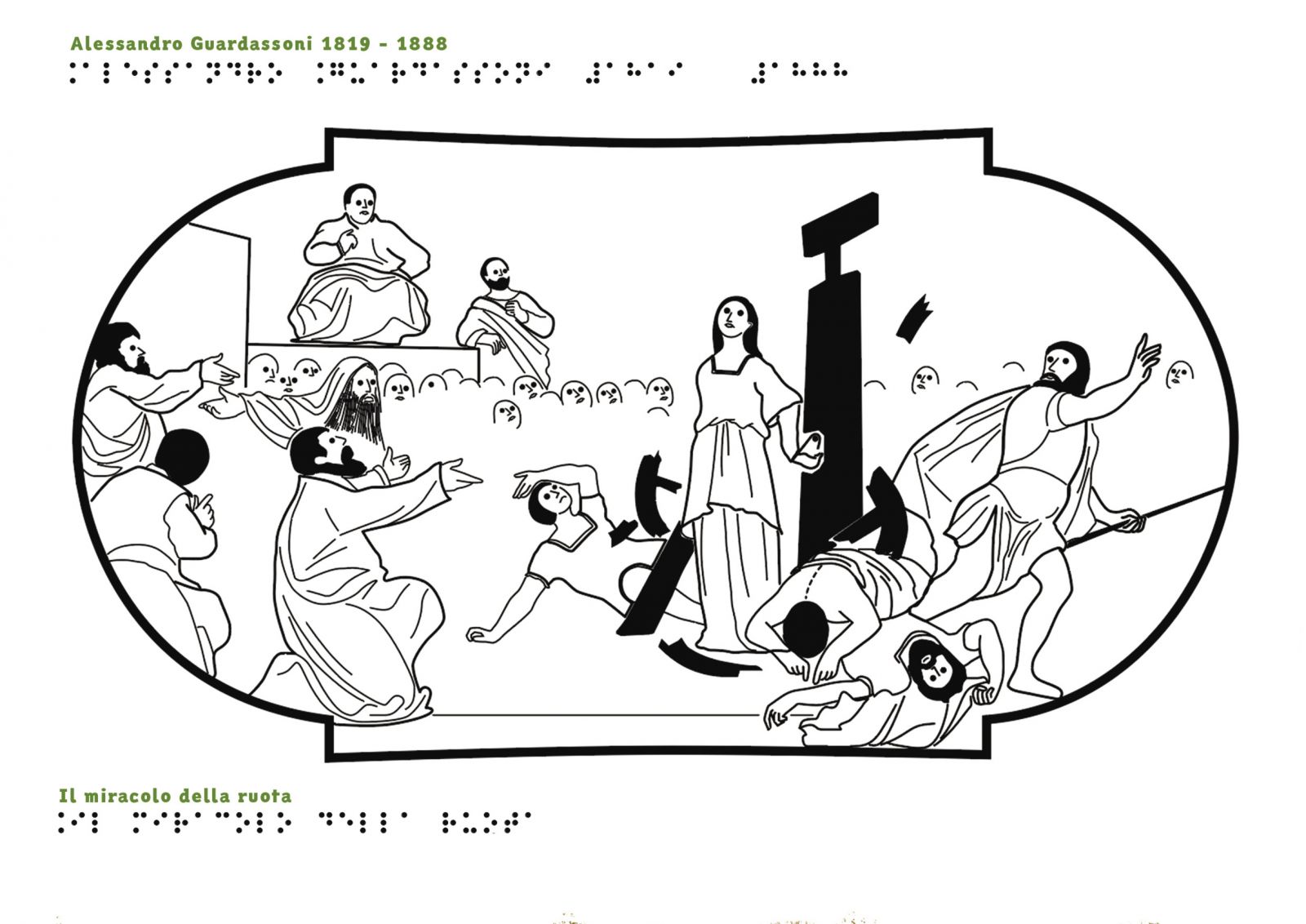 The Miracle of the Wheel by Alessandro Guardassoni, preparatory sketch - tactile reproduction