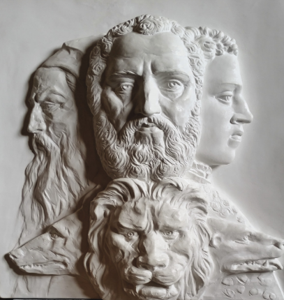 Creation in bas relief of An Allegory of Prudence by Tiziano Vecellio, Anteros Tactile Museum Collection