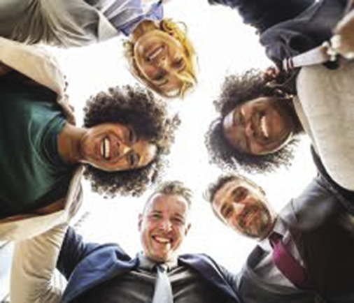 Smiling friends in a circle