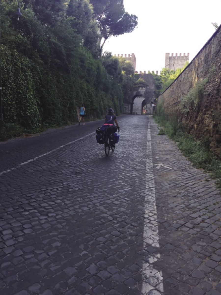 Francesca on her bike trip 