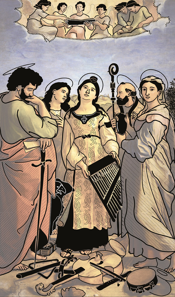 Illustrazione di Santa Cecilia - disegno di Maria Giulia Carlet