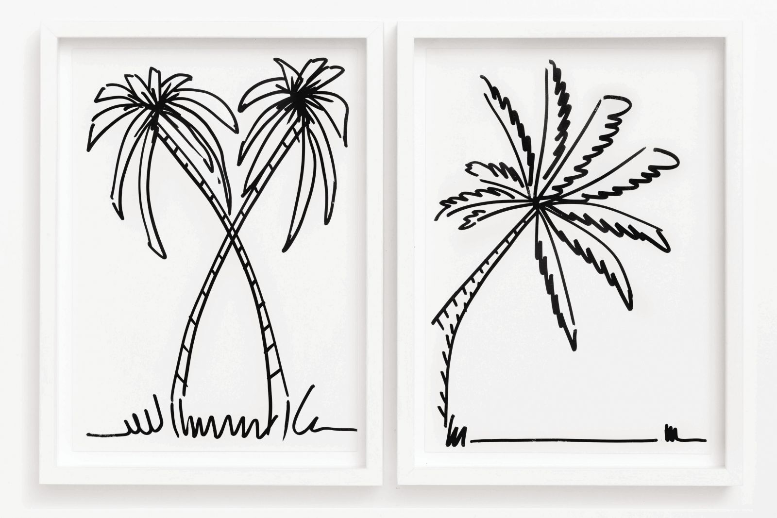 Marco Strappato, 32 days at Rupert, Vilnius Looking into the wood, dreaming palm trees (2017/2018; series of 32†marker pen on paper drawings of palm trees, 210 x 140†cm circa) - Courtesy of the artist and The Gallery Apart, Roma