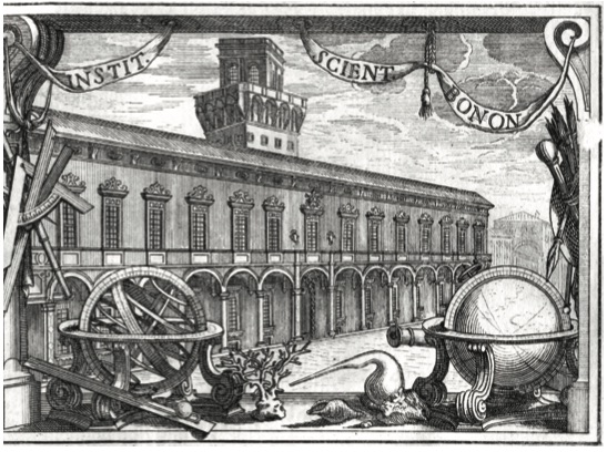 View of the Specola Tower and of the Science Institute - engraving