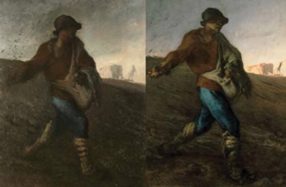 The Sower, Jean-François Millet, 1850 - Yamanashi Prefectural Museum of Art and the version exhibited in Boston