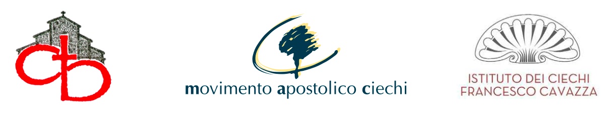 Logo dell’Arcidiocesi di Bologna, del Movimento Apostolico Ciechi e dell’Istituto dei ciechi Francesco Cavazza