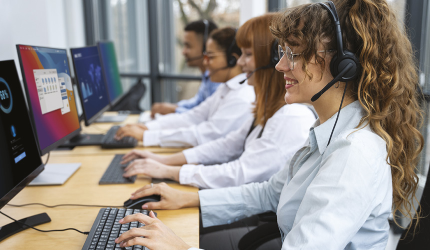 People working at a call-center