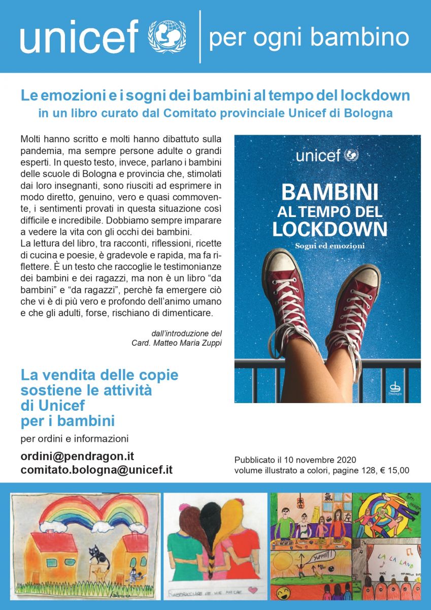 volantino con disegni di bambini per la promozione del libro