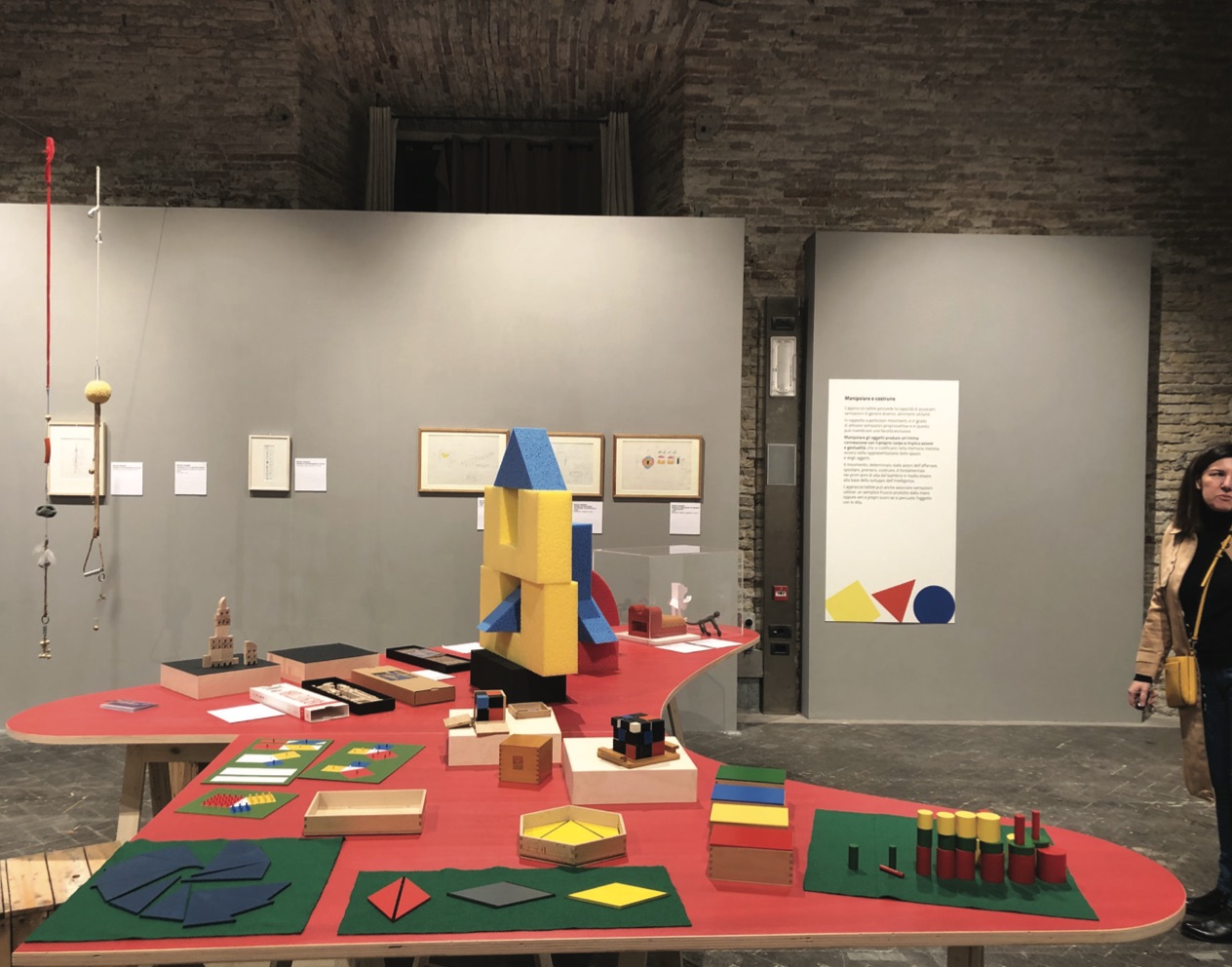 The exhibition area of Touching Beauty with Maria Montessori and Bruno Munari - Ancona