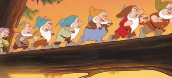 The seven dwarfs going to work
