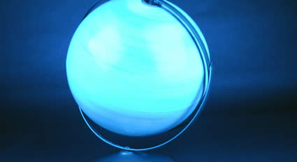 Blue fluorescent map of the world