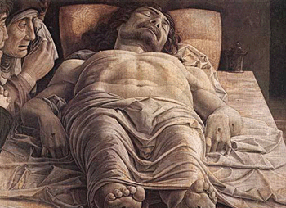 Picture of a painting by Andrea Mantegna: The Lamentation over the Dead Christ - Brera Picture Gallery in Milano  