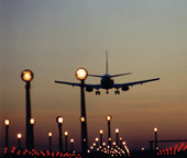 Picture of an airplane landing 