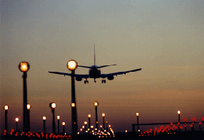 Picture of an airplane landing 