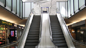 Picture of an escalator in a European airport