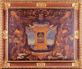 Painting of the blazon of the Philharmonic near Bologna's G.B. Martini's Conservatory