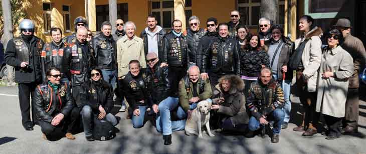 Picture - Group of motorcycle riders from the Chapter Club of Bologna visiting the Istituto Cavazza